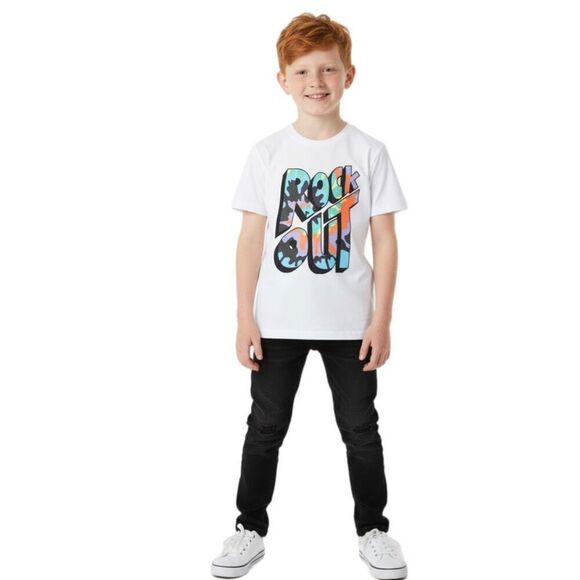 NWT Stella McCartney Kids White Organic Rock Out T-Shirt. Size 2